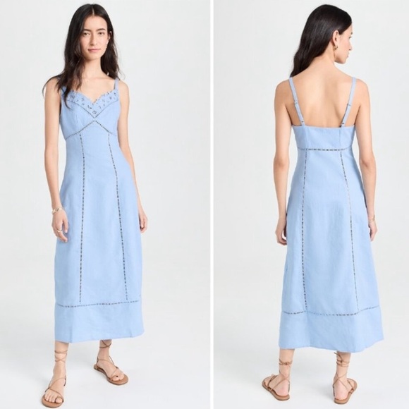 Madewell Sweetheart Sleeveless Dress in Linen-Cotton Blend in Powder Blue - Picture 5 of 5